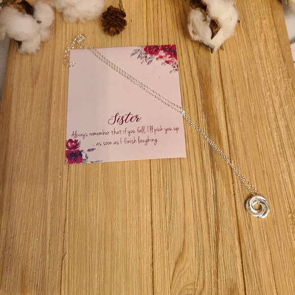 Beautiful Twisted Hoop Sister Necklace in SILVER - Picture 10 of 11